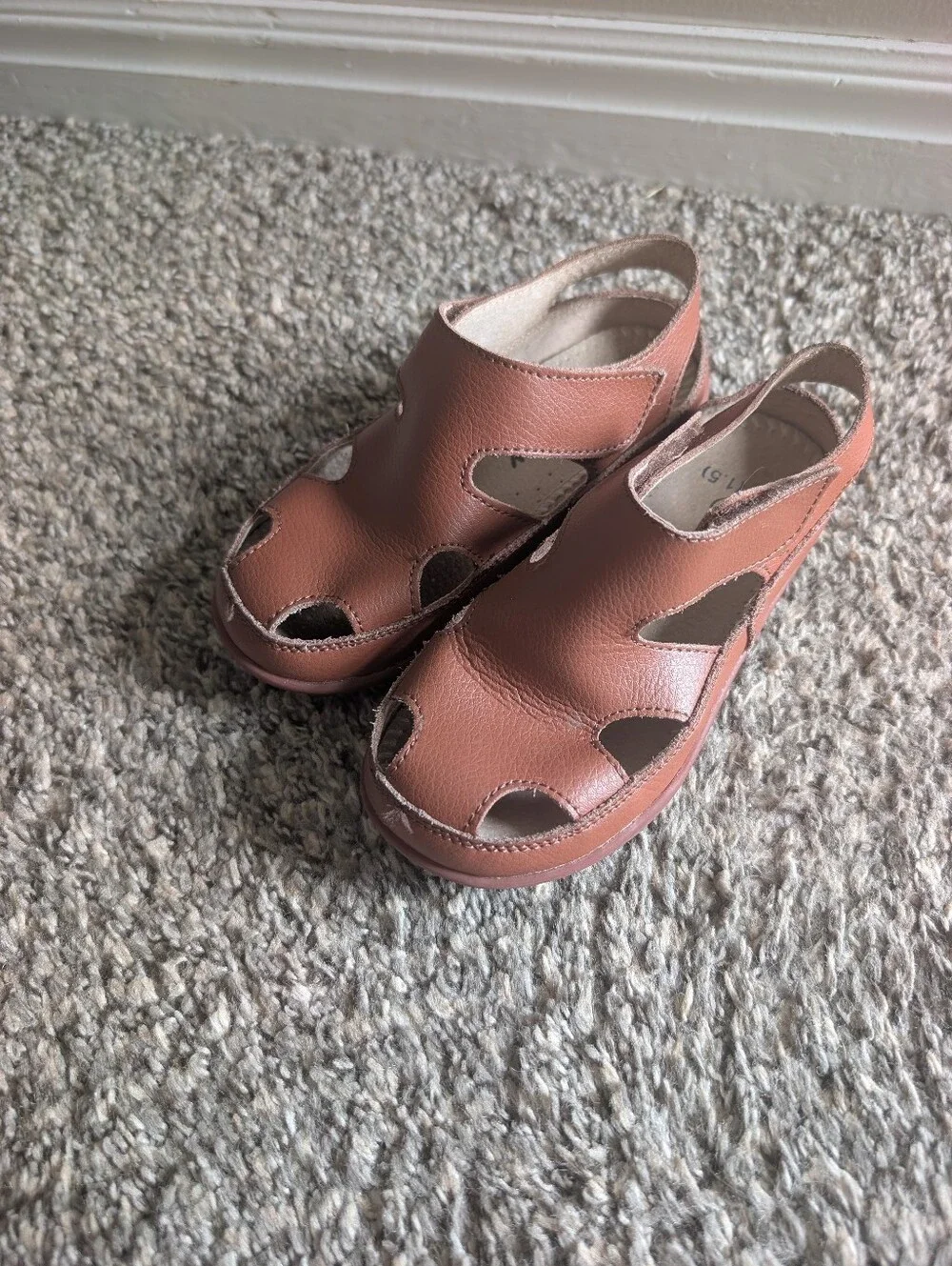Boys Leather Fisherman Sandals Brown Dress Shoes Size 13